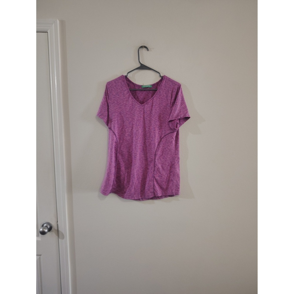 Kimmery‎ Womens Purple Space Dye V-Neck Athletic Short Sleeve T-Shirt Size Large